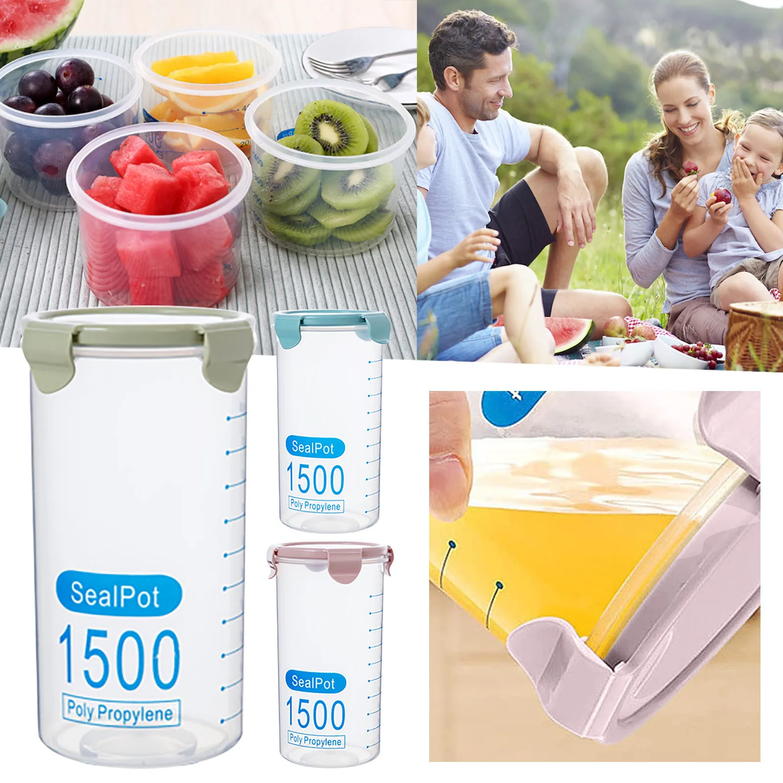 

Пластиковый пищевой контейнер 2022, новые контейнеры для хранения пищевых продуктов 1500 мл, Кухонный Контейнер для хранения, герметичные комм...