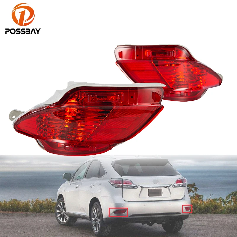 

POSSBAY 2Pcs Car Tail Light Assembly Rear Bumper Red Reflector Lamp 12V Fog Lamp Covers for Lexus RX270 RX350 RX450H 2010-2015