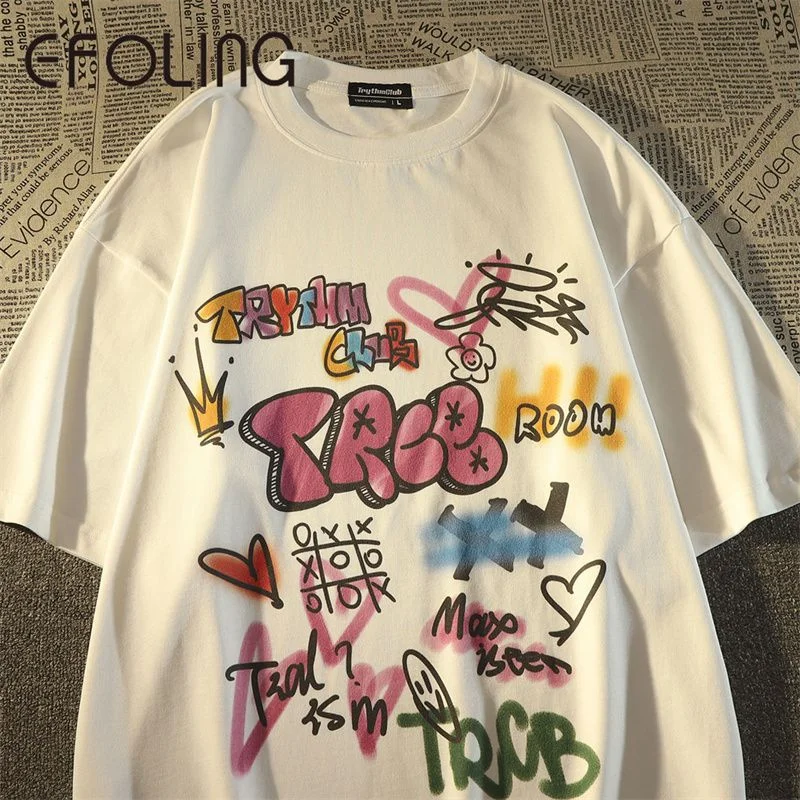 

Футболка в стиле Харадзюку Y2K с рисунками из мультфильмов, милые топы с коротким рукавом в стиле аниме, летняя хлопковая футболка в стиле хип-хоп, свободная повседневная Милая одежда в Корейском стиле