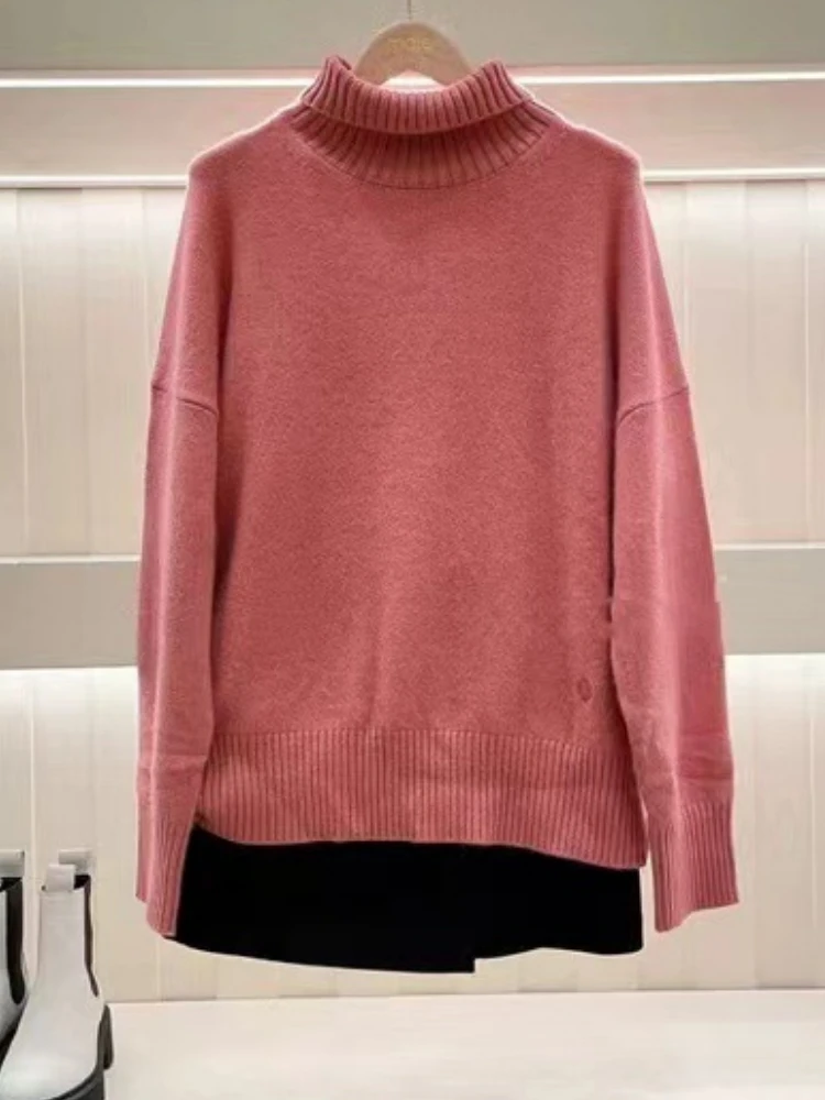 

Autumn Winter 2022 New Maj Solid Color Turtleneck Long Sleeve Knitted Women Pullover Sweater