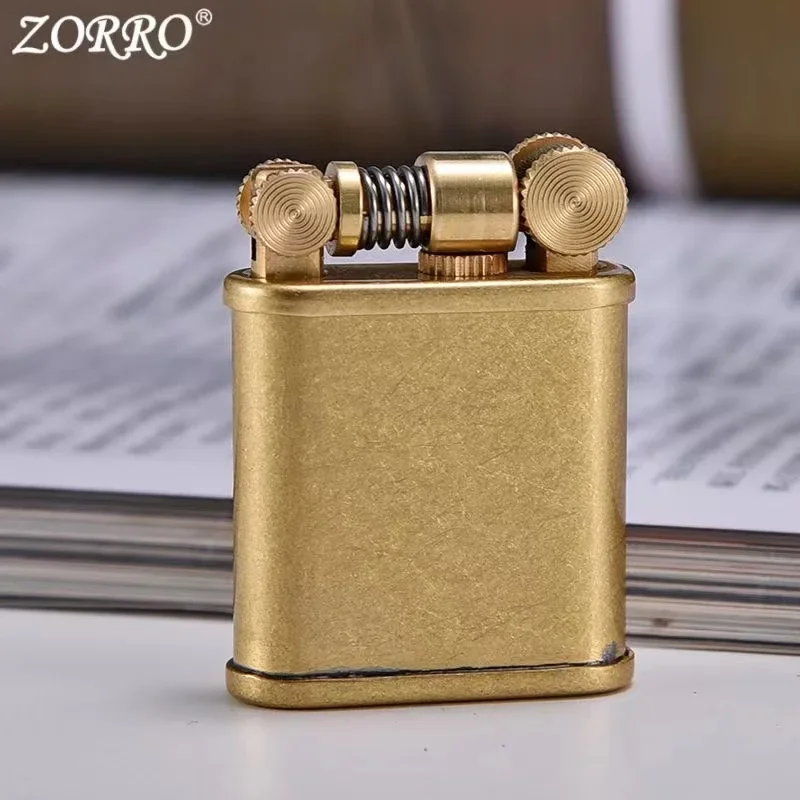 ZORRO керосиновая Зажигалка из чистой меди креативный вращающийся шлифовальный