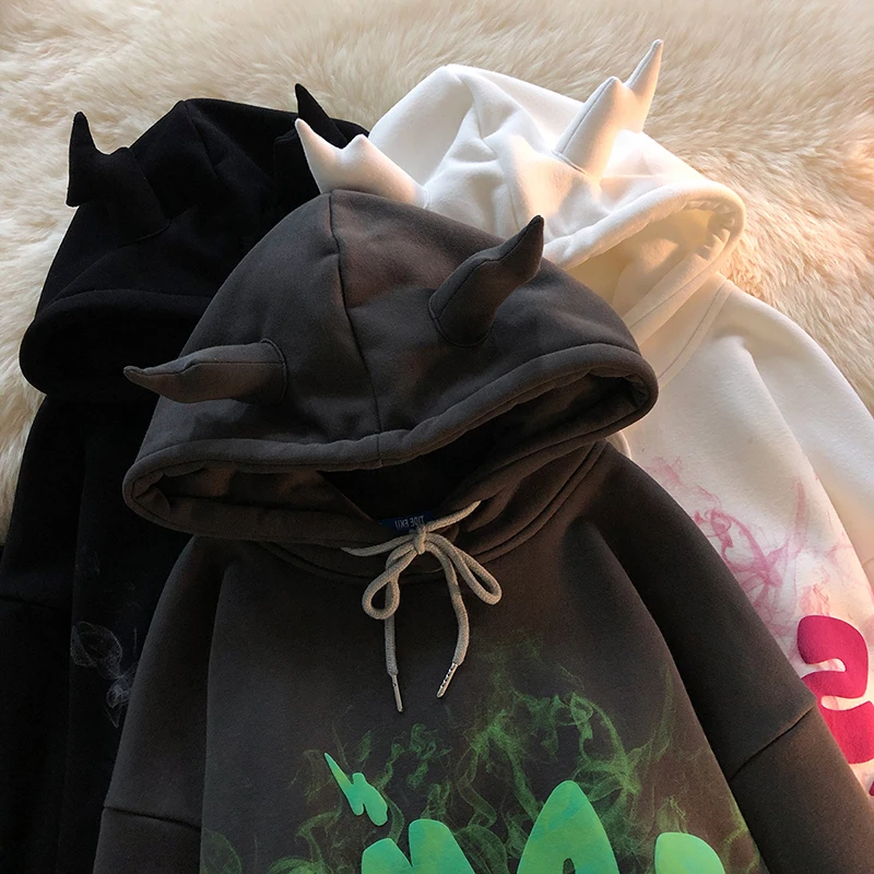 

Sudadera con capucha para mujer, con orejas de Ángel, estilo Kawaii, grunge, Harajuku, gótico, vintage, CC90