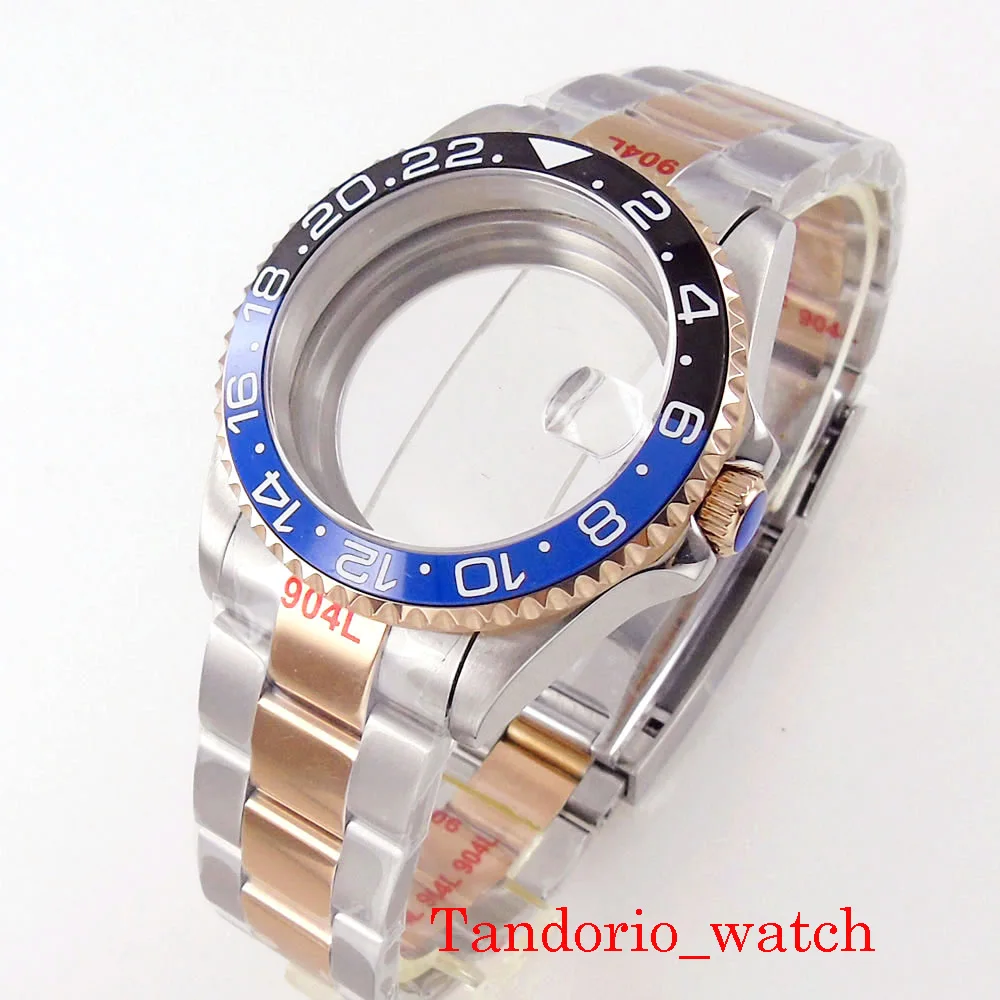 Fit NH35A NH36A ETA 2824 PT5000 Movement 38mm 40mm Two Tone Rose Gold Plated Watch Case Sapphire Crystal