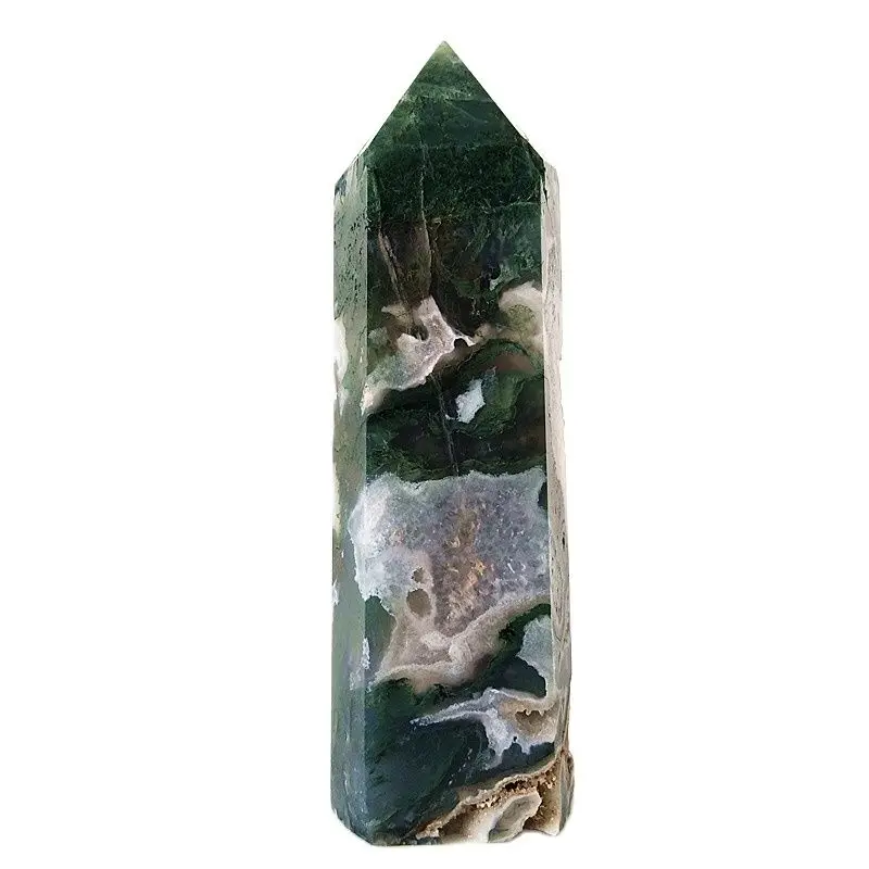 

Big Natural Moss Agate Crystal Tower Stone Druzy Wicca Wand Point Meditation Spiritual Healing Crystal Room Decortion Feng Shui