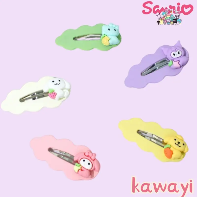 

Genuine Sanrio Cartoon Children's BB Hair Clip Hello Kitty Cinnamoroll Kuromi Cute Girl Hair Accessories for Women Free Shipping