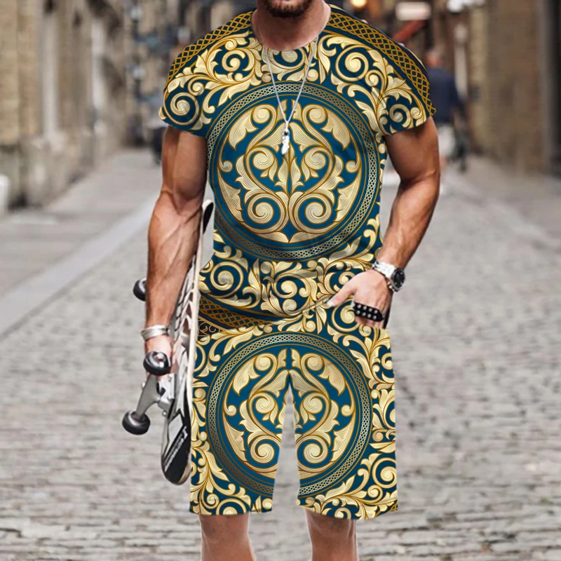 

Men's Clothing Men's T-shirt Set High End Luxury Pattern Short Sleeve Hip-hop Casual Tops Sportswear Fashion Hot Summer Harajuku