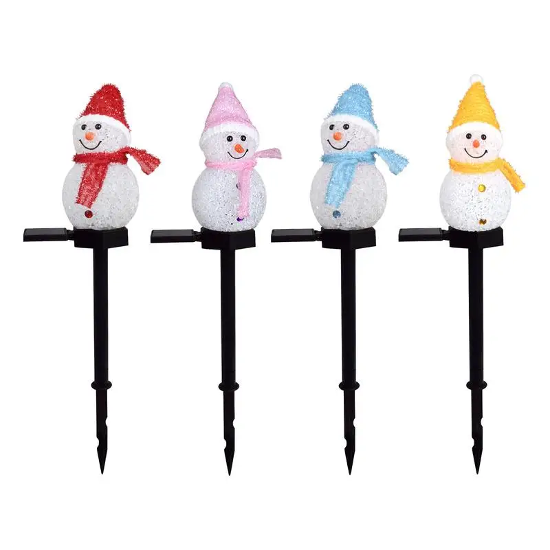 

Snowman Yard Stakes Christmas Solar Garden Stake Decor 4pcs Snowman Driveway Marker Lights Outdoor Christmas Pathway Lights For