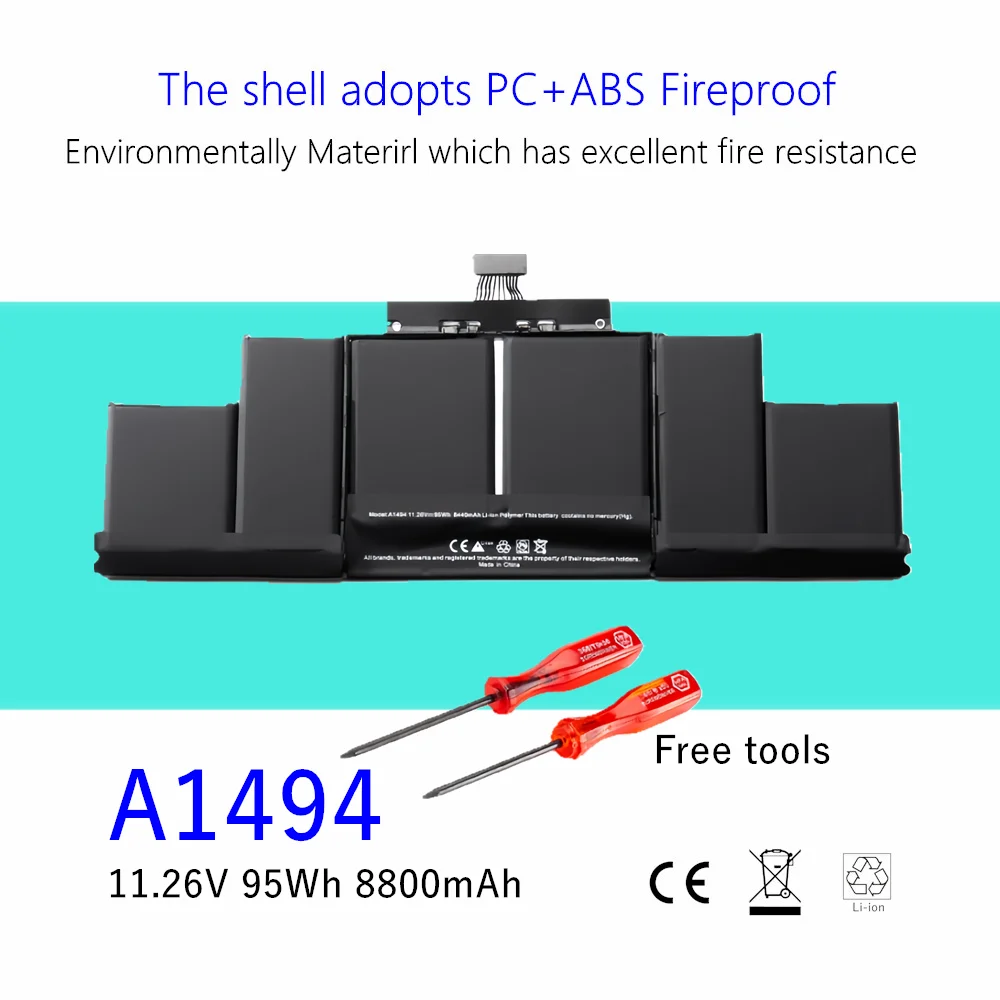 Фото A1494 A1618 Аккумулятор для ноутбука Apple Macbook Pro 15 дюймов A1398 Retina (ME293 ME294 MGXA2 MGXC2 конец 2013 г. и середины 2015 г.) №2
