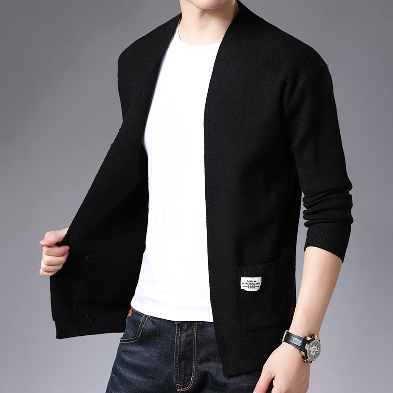 

Spring and Autumn Casual Knitted Sweater Men Korean Style Cardigans Loose Fit Single Breasted Versatile Tops Youth Man Clothes