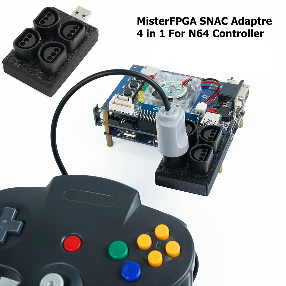 Фото Черный адаптер контроллера SNAC N64 4 в 1 для платы ввода-вывода MisterFPGA №1