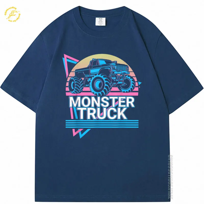 Фото Топы в стиле водителя 2025 года, мужская футболка из 100% хлопка, футболка Monster Truck в стиле ретро, футболка большого размера с графическим рисунком, футболка для парней, одежда Uomo, летняя одежда №3
