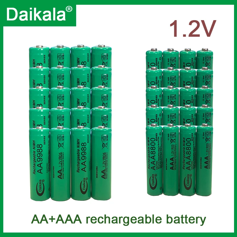 

AA+AAA Rechargeable AA 1.2V 9988mAh/1.2V AAA 8800 Alkaline Battery Flashlight, Toy Watch, MP3 Player, Nickel Hydrogen Battery