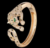 zlxgirl europe brand leopard design wedding bangle of women bridal jewelry black enamel dubai gold leopard bracelet free shiping