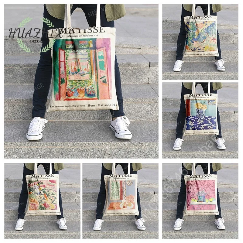 

Nordic Style Shoulder Bags Simlpe Painting Canvas Shopping Tote Bag for Women Storage Casual Foldable Eco-friendly Handbags