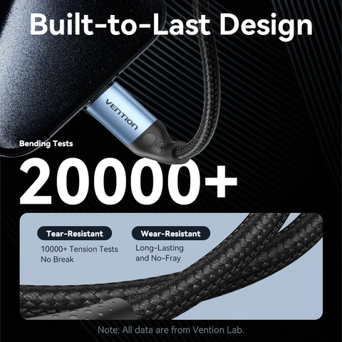 Vention 240 Вт PD3.1 USB-кабель типа C к типу C 5A 48 В Шнур для быстрой зарядки C для Samsung Xiaomi iPhone 15 16 Macbook USB-кабель для ноутбука