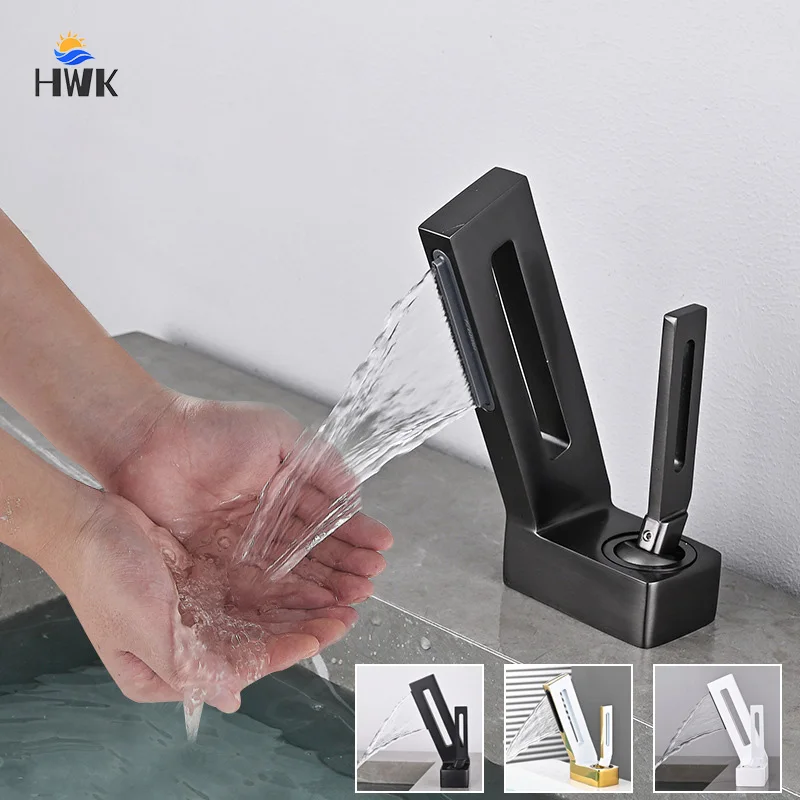 

Смеситель для раковины в ванную комнату, черный кран из латуни для холодной и горячей воды, крепление на раковину, одно отверстие