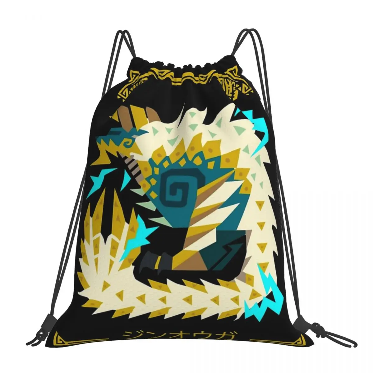 

Zinogre - Fanged Wyvern Backpacks Multi-function Portable Drawstring Bags Drawstring Bundle Pocket Sports Bag For Travel School