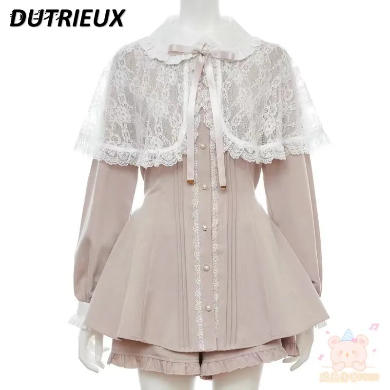 

Sweet Girls Cool Claudine Top Shorts SC Suit Autumn Mine Series Mass-Produced Cloak Lace Dress Culottes Long Sleeve Dress Set