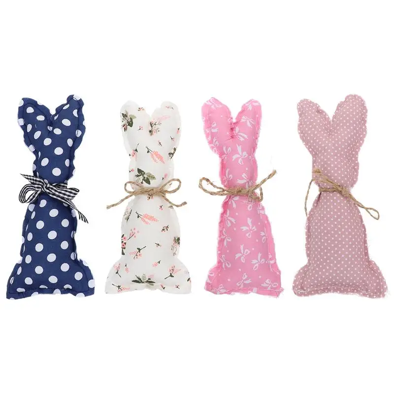 

4pcs Easter Lattice Pattern Design Decorative Cotton Cloth Rabbit Model Adorn