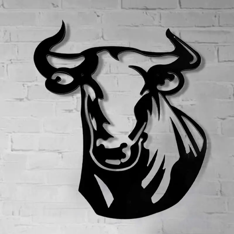 Металлический Настенный декор в виде быка металлическая настенная скульптура