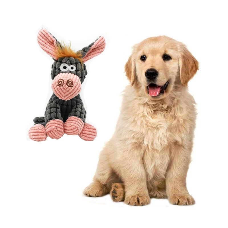 Pet Dog Chew Toys Plush Puzzle Interactive Toy Stuffed Donkey Squeaking Pet Toy for Dogs Cat Chew Squeaker Squeaky Pet Toy