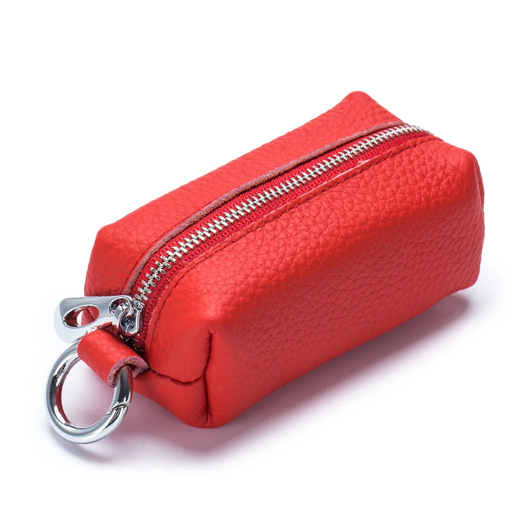 Portable Genuine Leather Key Bag Car Key Holder Purse Zipper Coin Organizer Keychain Wallet Women Men Mini Key Cover Change Bag
