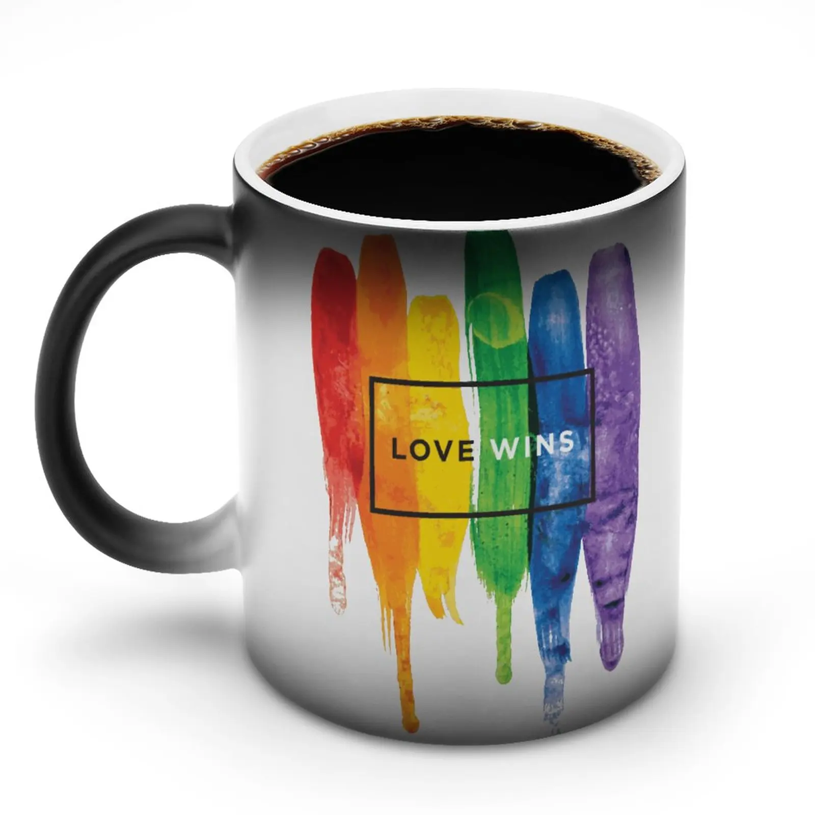 

Gay Pride Mug Love Wins Tea Rainbow Color Changing Mug Wholesale Kawaii Porcelain Cups