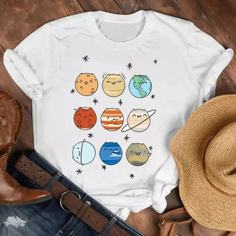 

Lady Animal Space Cool Fashion Cute 90s Style Cartoon Shirt Clothes Tshirt Tee Womens Top Female Print T Graphic T-shirt