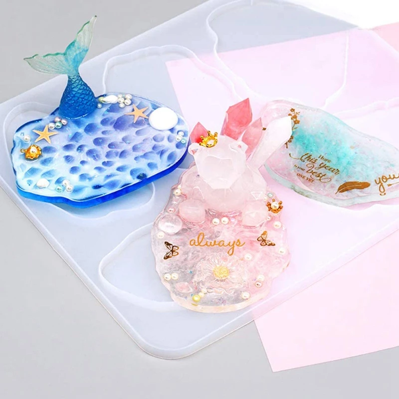 Resin Agate Piece Silicone Mold 5 Large Size Irregular Patterns Epoxy For Making Cloud-Shaped Coasters |