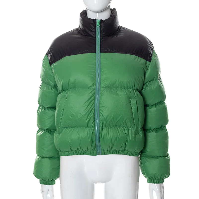 Autumn Winter 2022 Women's Coat Contrast Color Cotton Coat Short Women's Flight Jacket enlarge