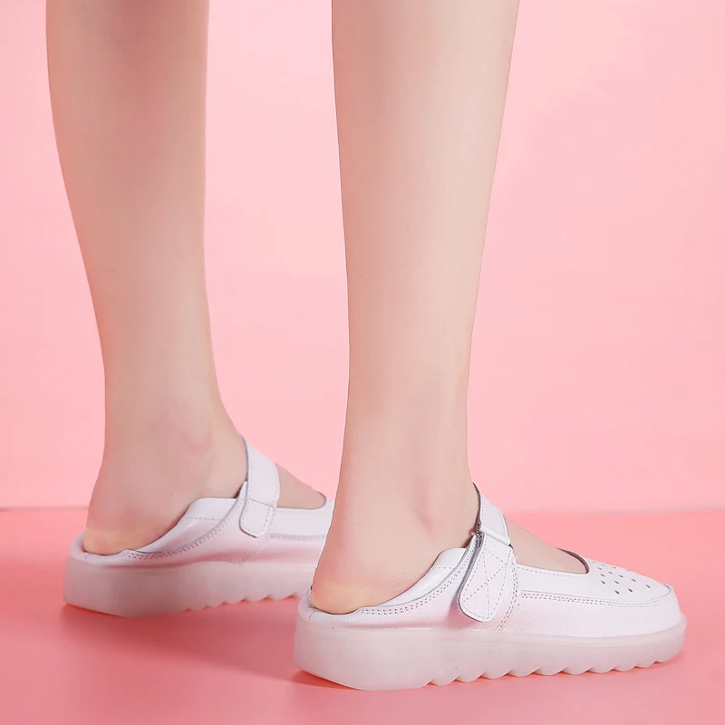 2023 Women Genuine Leather Flats White Loafers Designer Woman Ladies Casual Shoes Female Slip-on Boat Walking Shoes Moccasins