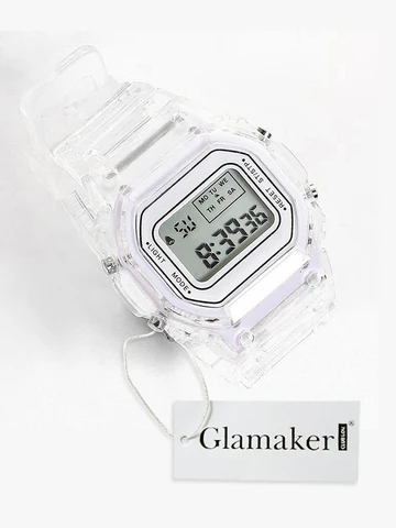 Часы Glamaker золотые повседневные Прозрачные Цифровые спортивные часы подарок для влюбленных детские наручные часы женские часы и часы