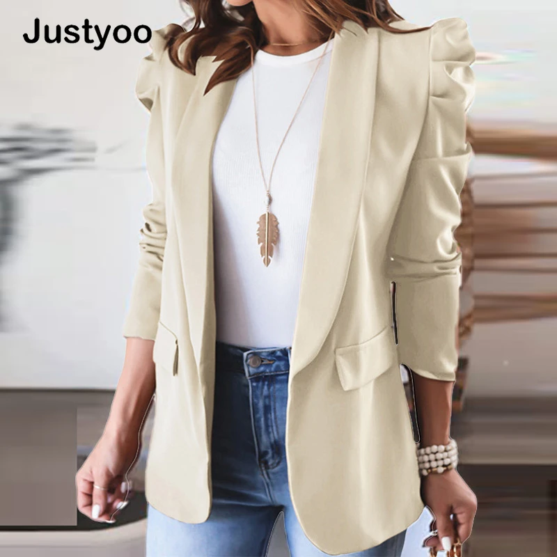 

2022 Women Solid Blazer Office Ladies Elegant Outwear Long Sleeve Turn Down Collar Jackets For Women Fashion Coat Autumn Jacket