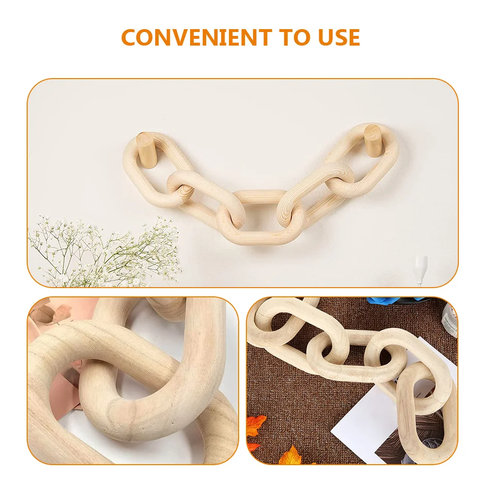 

Wood Chain Decor Link Wall Wooden Hanging Knot Home Ornament Coffee Table Farmhouse Links Pendant Decorative Hand Carved Crafts