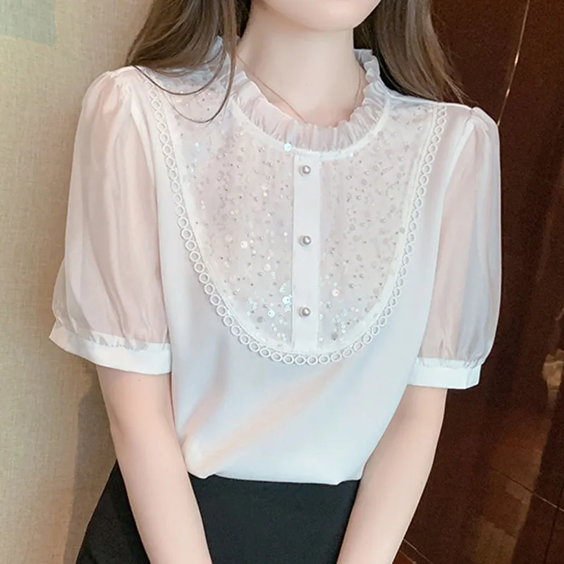 Новинка летняя женская блузка с коротким рукавом рубашка женские топы рубашки