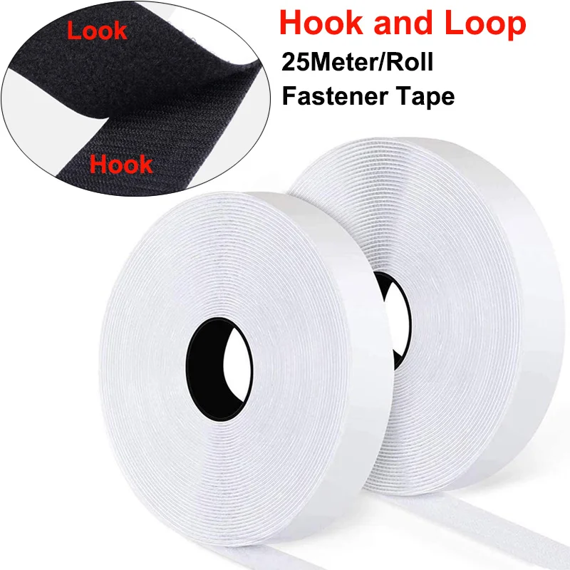 

25M/Roll Hook and Loop Fastener Tape with Strong Adhesive Nylon Fabric Hook Loop Strips Sticky Magic Tape for DIY Craft16-/50mm