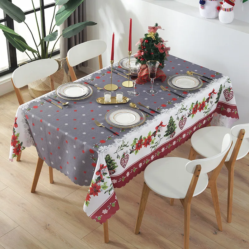 

Rectangular Christmas Tablecloth Christmas Decoration Linen Stain Resistant Tablecloth for Wedding Party Table Decoration
