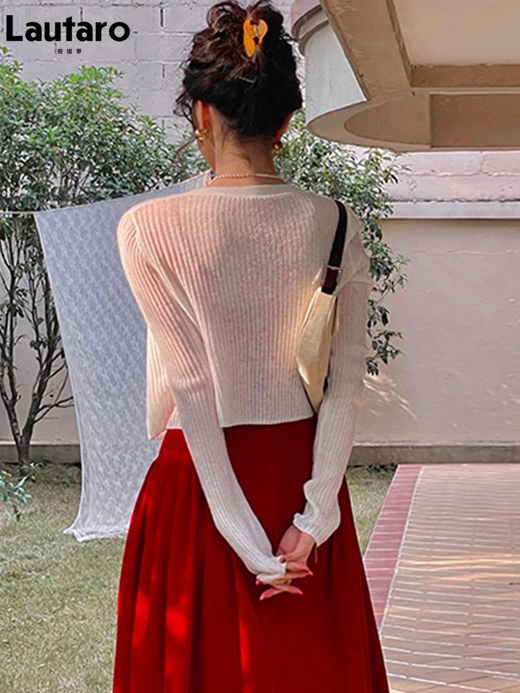 Lautaro красное эластичное мягкое бархатное платье миди на тонких бретельках