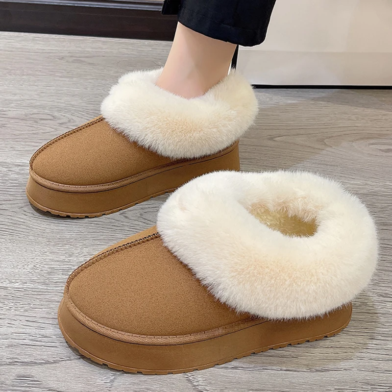 

Rimocy Faux Fur Winter Boots for Women 2023 Non Slip Plush Snow Boots Woman Thick Bottom Warm Cotton Shoes Platform Botas Mujer