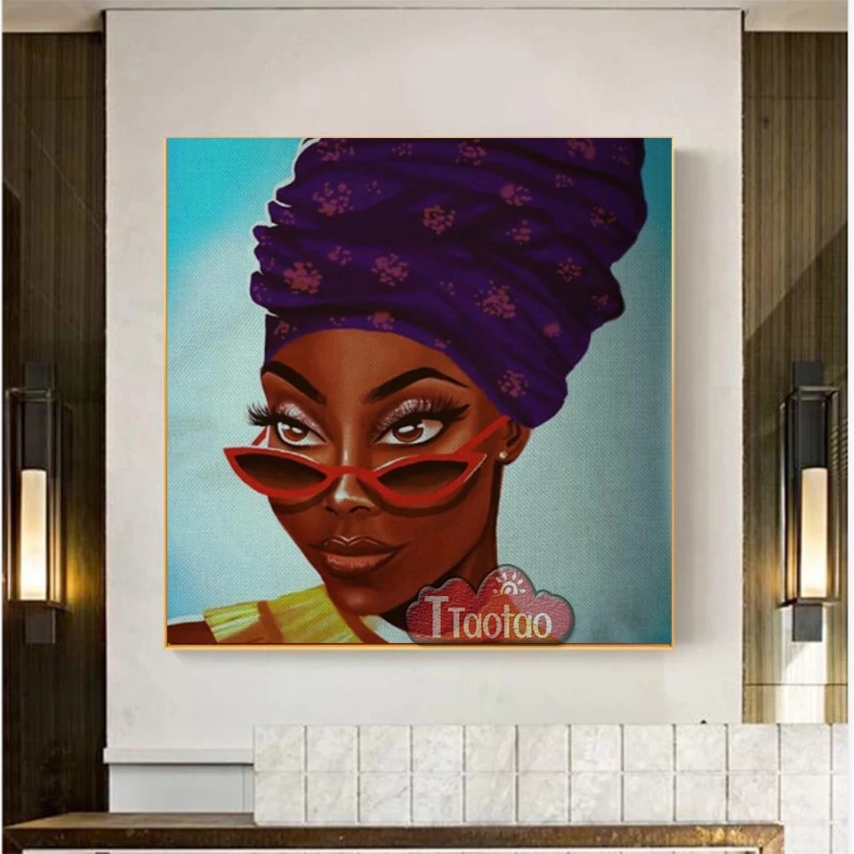 DIY мультфильм африканская американская девушка портрет 5D алмазная живопись ручной работы хобби вышивка Стразы мозаика Набор для вышивки крестиком