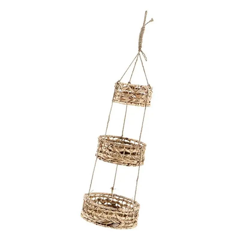 

Woven Wall Hanging Basket 3 Tier Planter Basket Wall Planter For Balcony Indoor Wall Plant Holder Decorations Home Organizing