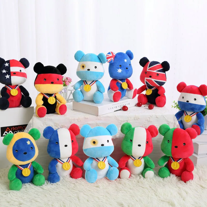 

Disney Stuffed Animals Kawaii Plush Toys Football Perimeter Mascot Doll Celebratory Gift Cartoon Anime Flag Bear