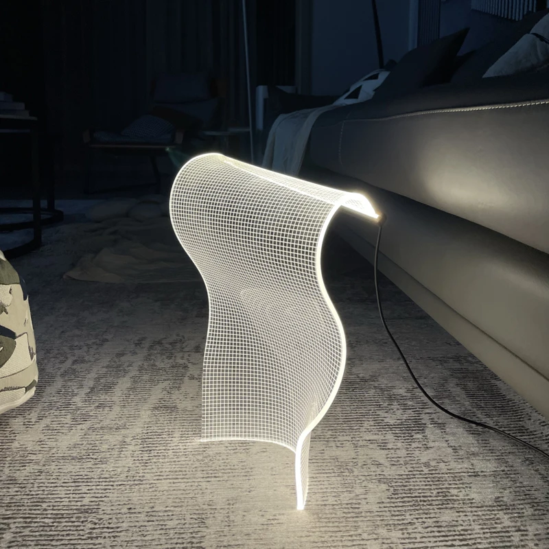 Фото Большие акриловые напольные светильники в скандинавском стиле, современные светодиодные лампы для гостиной и угла помещения №4