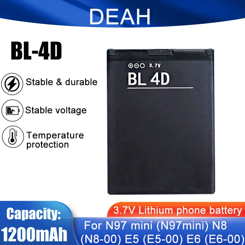 1 шт. аккумулятор для телефона Nokia BL-4D BL4D BL 4D 3 7 V 1200mAh
