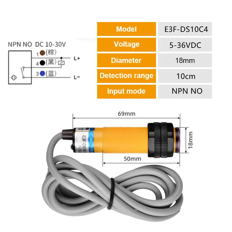 

Фотоэлектрический датчик приближения E3F-DS30C4