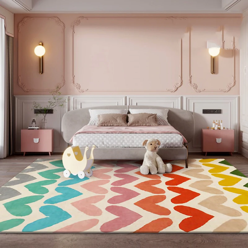 

3d Printing Children Carpet Bedroom Girl Girl Cartoon Pink Net Red Room Cute Pink Carpet Decoration Home Non-Slip Washable Rug