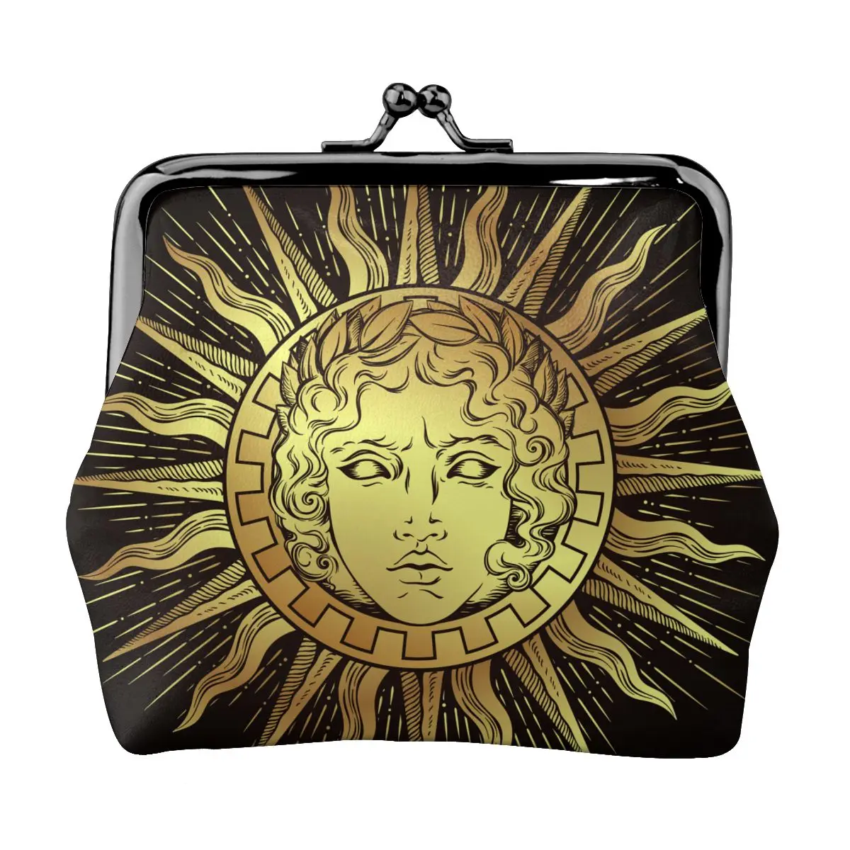 

Women's Wallet Short Coin Purse Wallets For Woman Card Holder Antique Style Sun With Face Of The Greek And Roman God Apollo