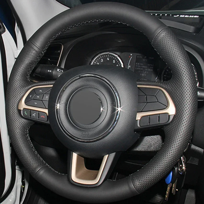Черный чехол на руль из искусственной кожи для Jeep Compass 2017 2018 Renegade 2015-2018 Fiat Toro 2017-2019