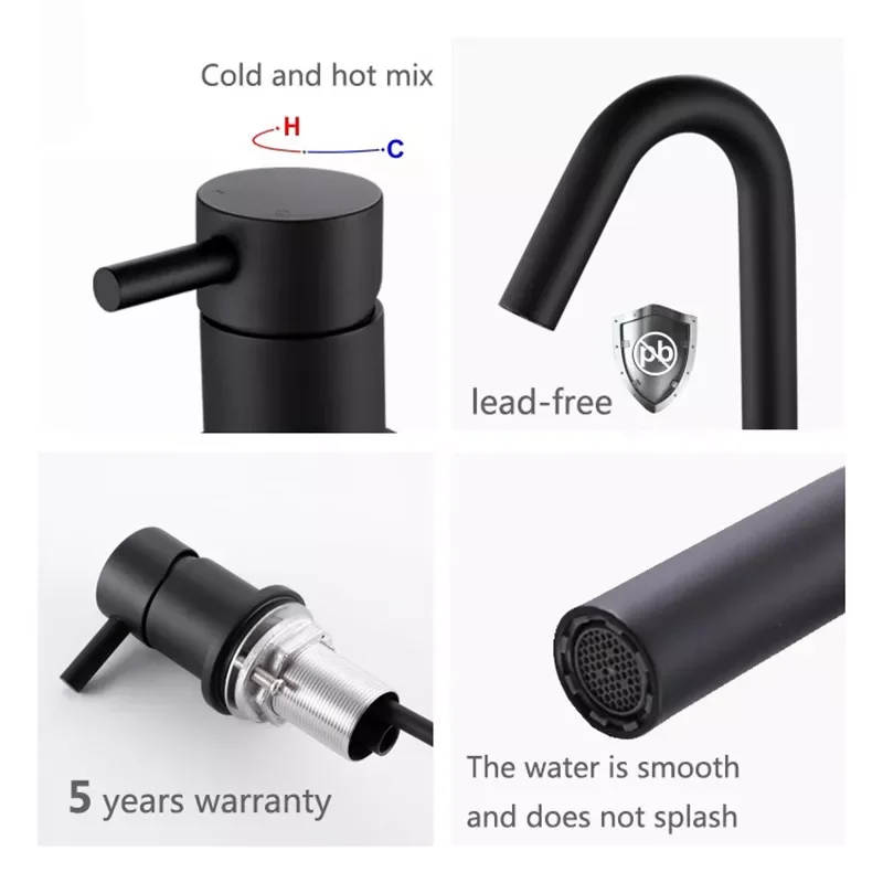 

Luxury Black Bathroom Sink Faucet Two Holes Cold and Hot Basin Faucet Deck Mounted All Brass Bathtub Faucet