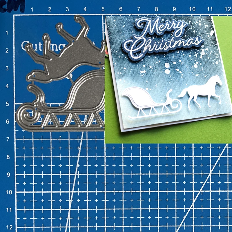

Lucky Goddess Metal Cutting Dies Horse & sleigh Diy Scrapbooking Photo Album Decorative Embossing Paper Card Crafts